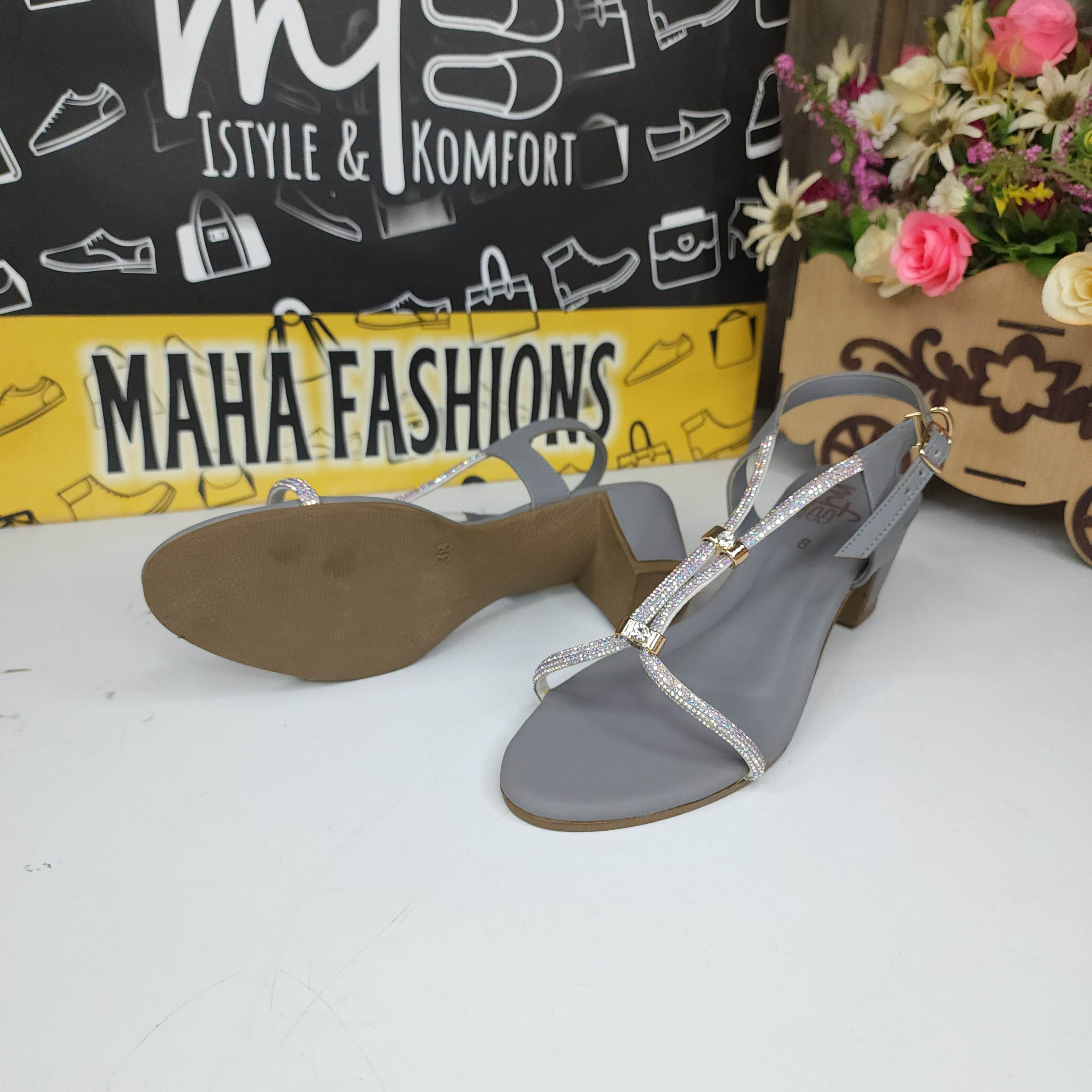 Grey Studs Sandals - Maha fashions -  Women Footwear