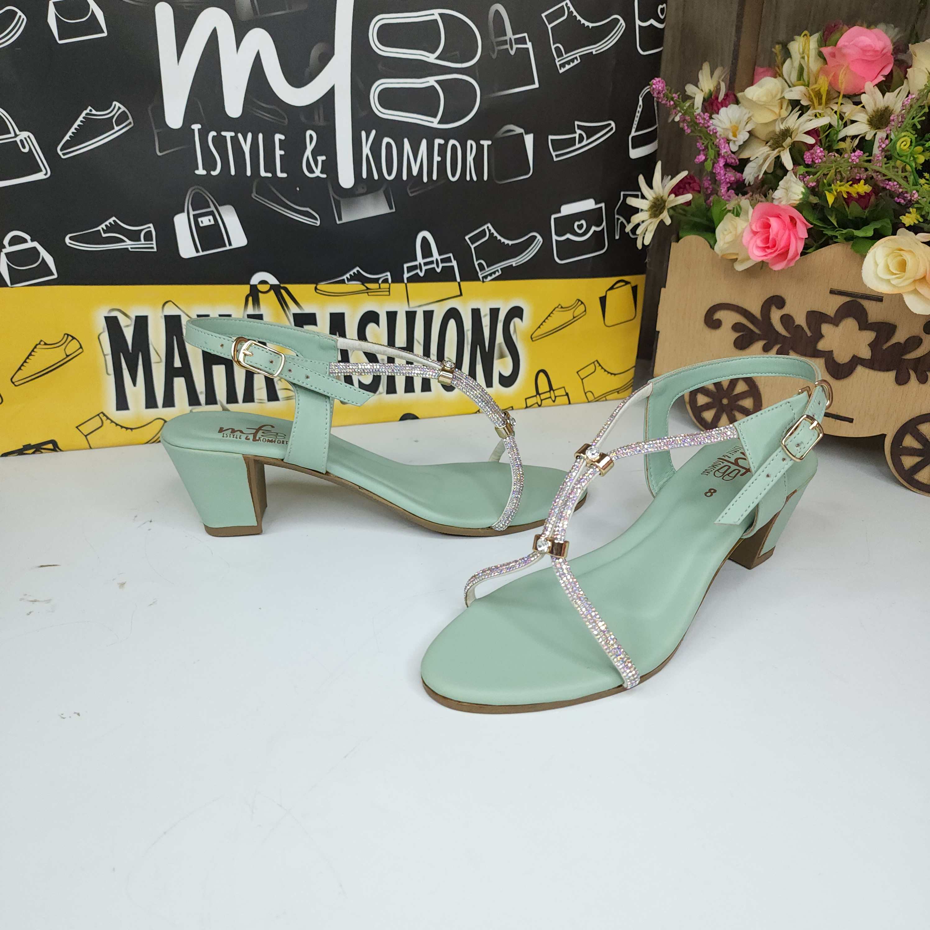 Green Studs Sandals - Maha fashions -  Women Footwear