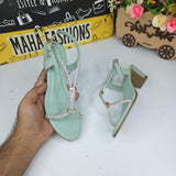 Green Studs Sandals - Maha fashions -  Women Footwear
