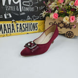 Maroon Buckle Shoe in Heel - Maha fashions -  