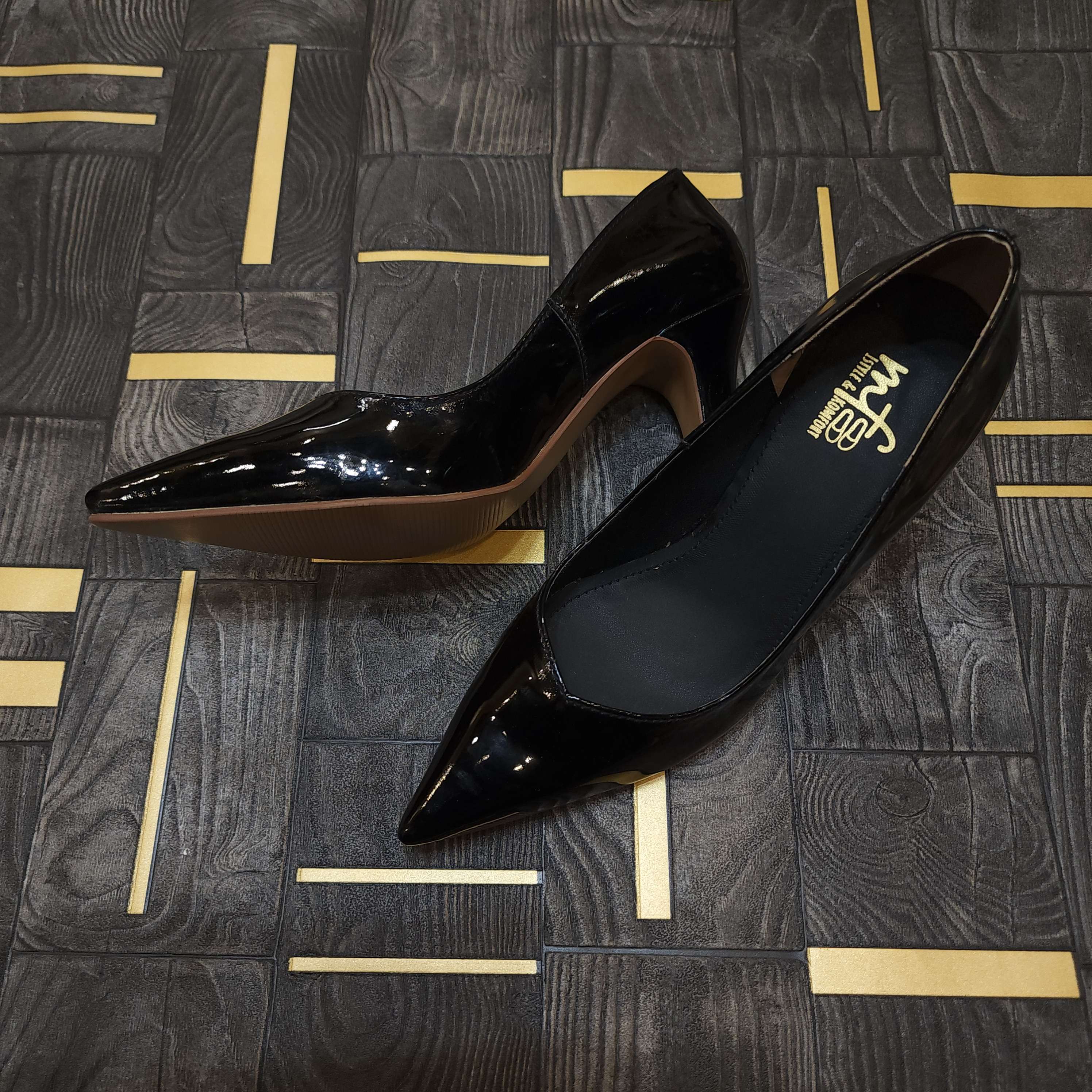 Black Patent Court Shoes - Maha fashions -  