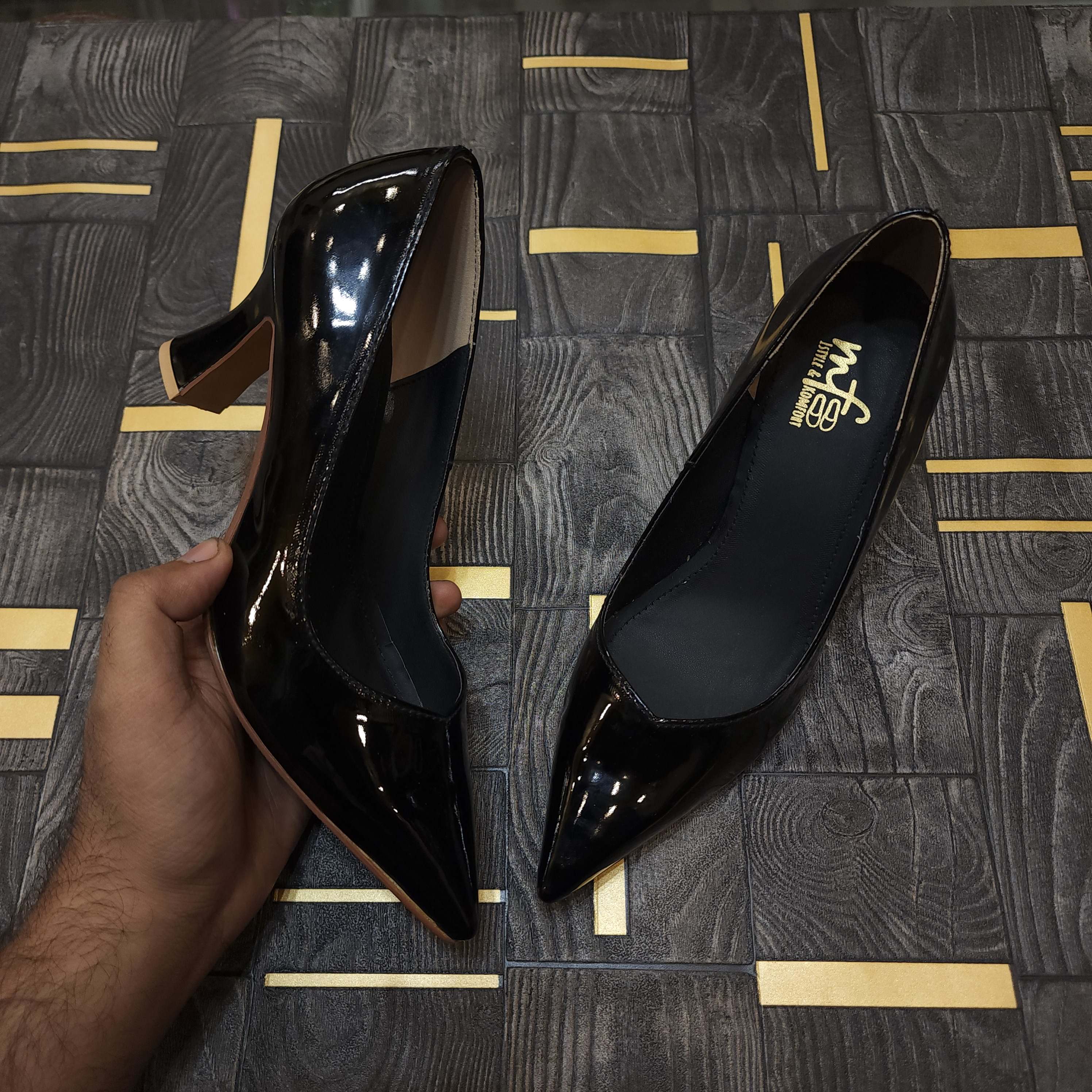Black Patent Court Shoes - Maha fashions -  