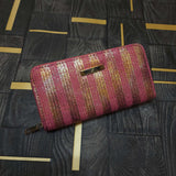 Pink Gold Stripe Wallet - Maha fashions -  Handbags & Wallets