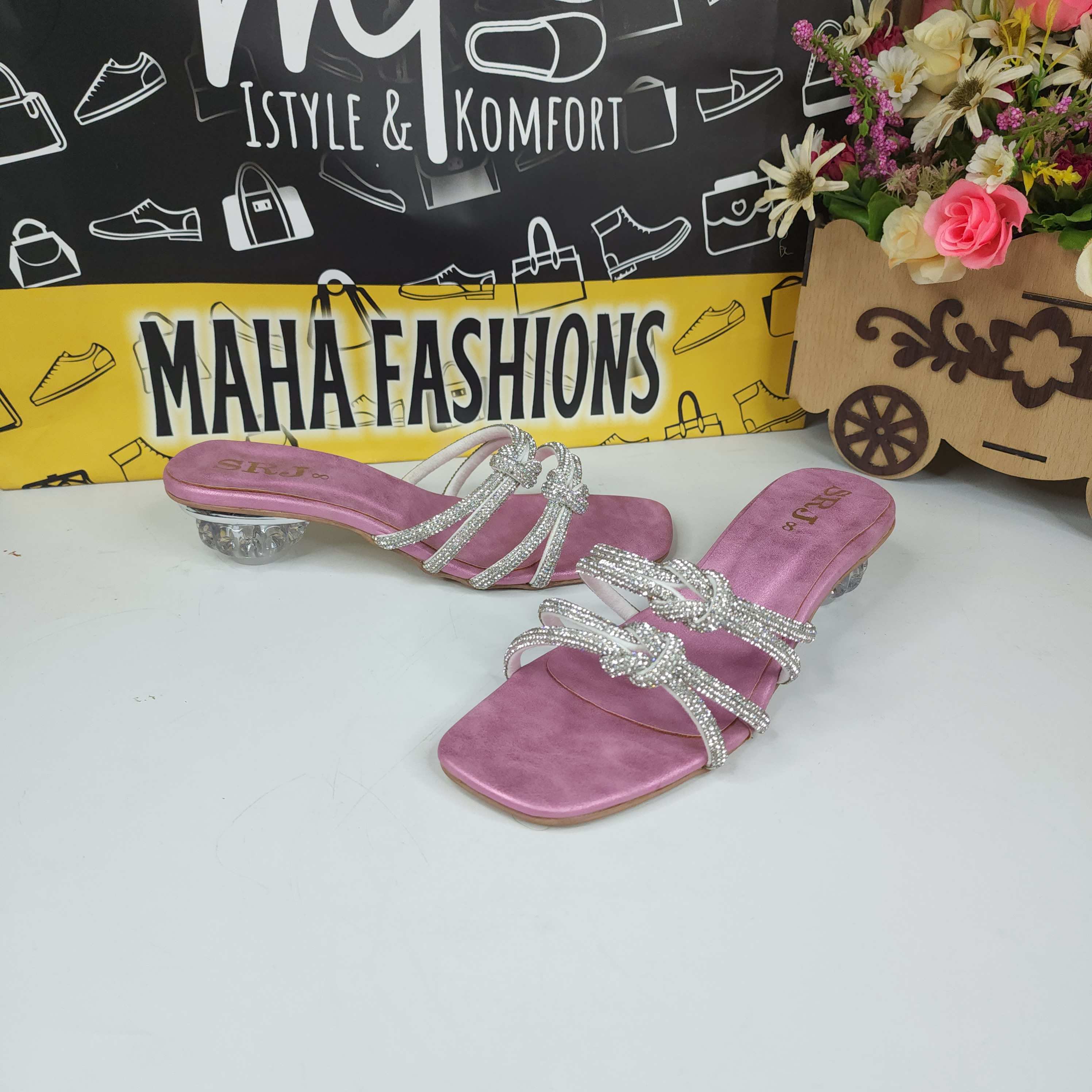 Pink Studs Slippers - Maha fashions -  Women Footwear