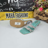 SeaGreen Studs Slippers - Maha fashions -  Women Footwear