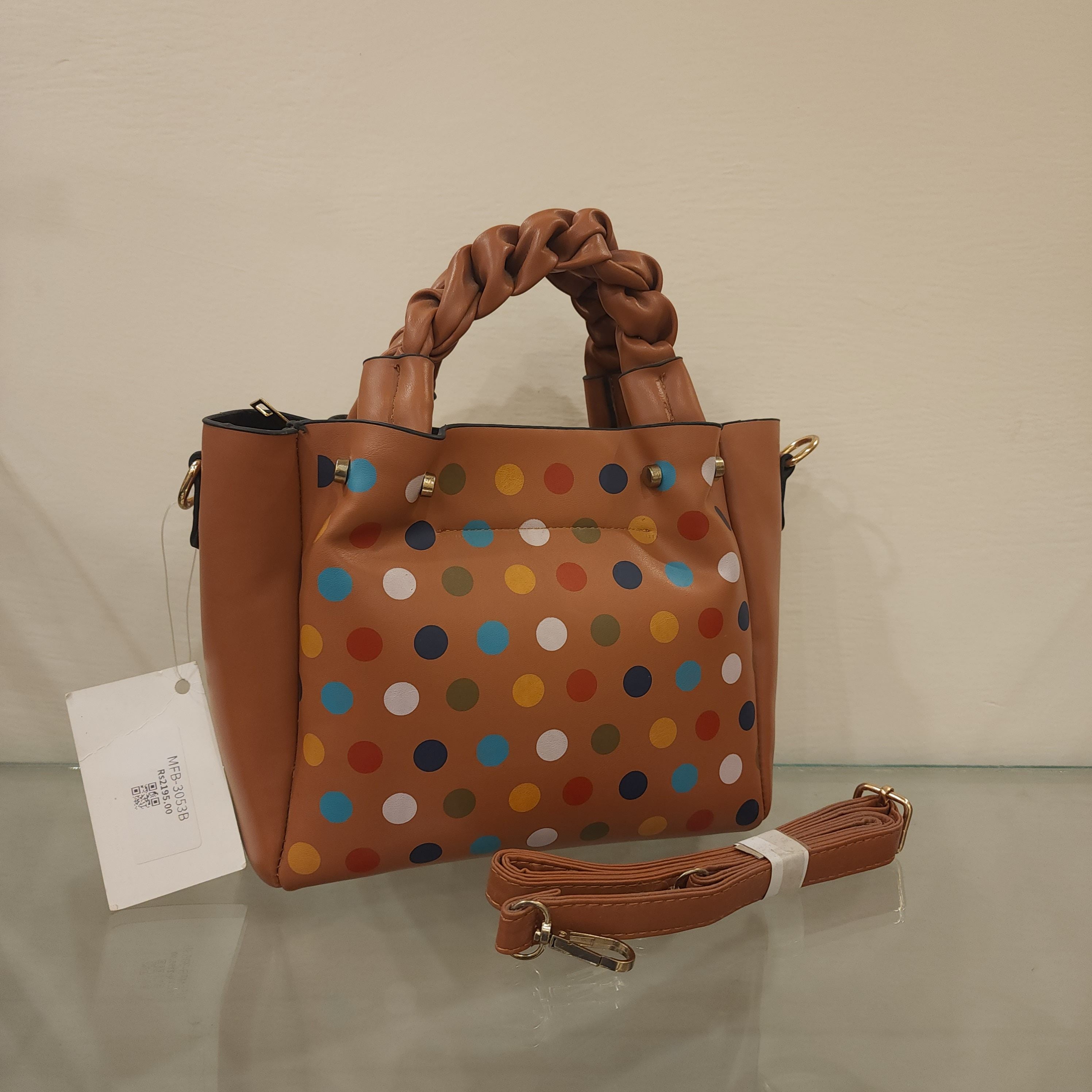 Brown Polka Dots Casual Handbag - Maha fashions -  