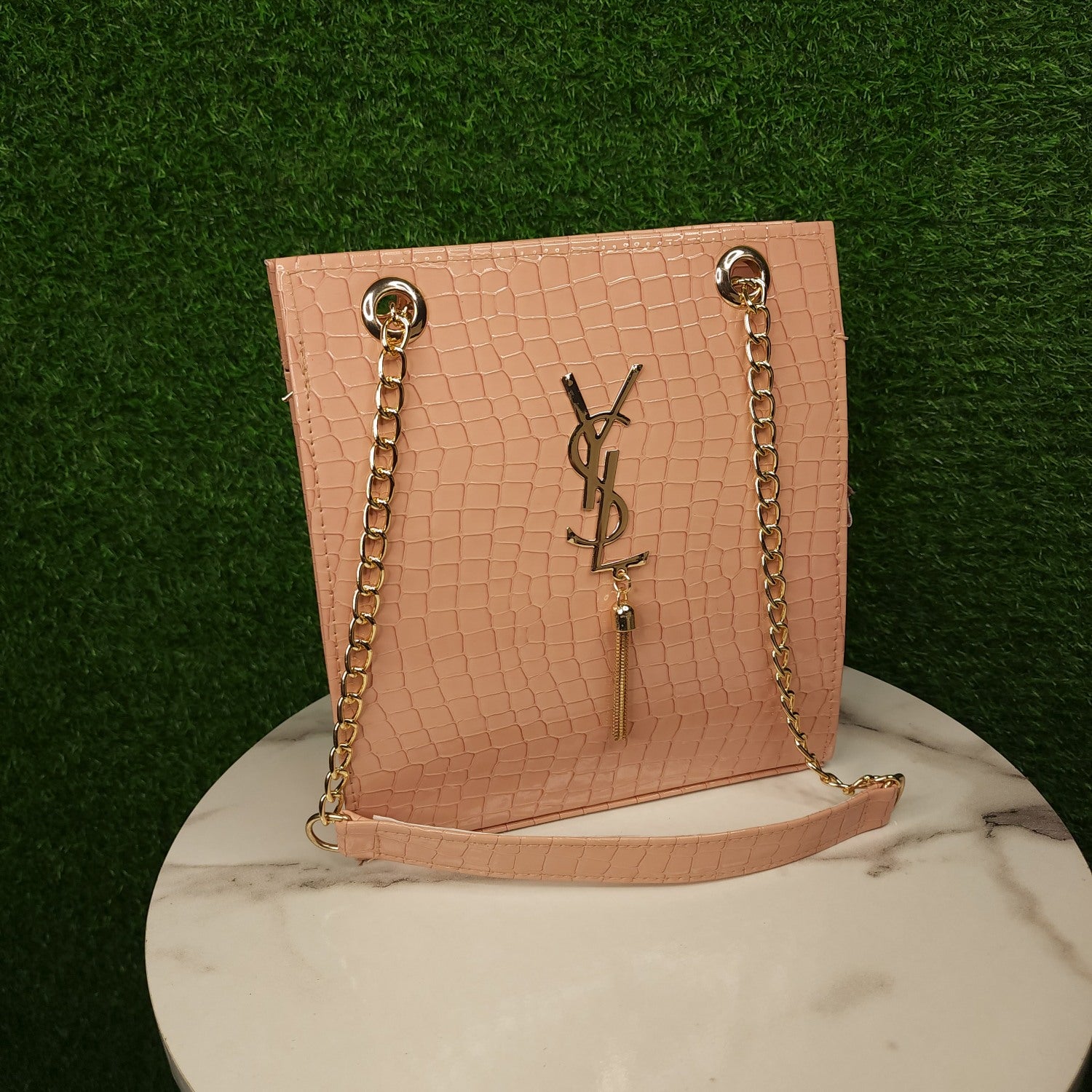 Pink Handbag With Chain Belt - Maha fashions -  Handbags & Wallets