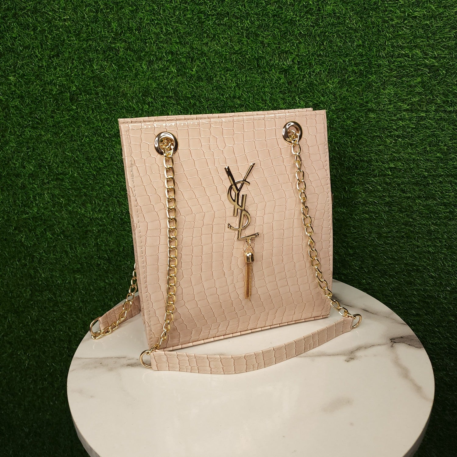 Beige Handbag with Chain Belt - Maha fashions -  Handbags & Wallets