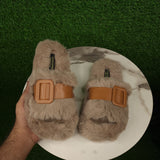Brown Camel Fur Slippers - Maha fashions -  Women Footwear