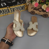 Golden Pearl Slippers - Maha fashions -  Women Footwear