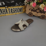 Grey Pearl Slippers - Maha fashions -  Women Footwear