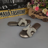 Grey Pearl Slippers - Maha fashions -  Women Footwear