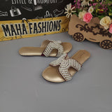 Maroon Pearl Slippers - Maha fashions -  Women Footwear