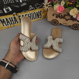 Maroon Pearl Slippers - Maha fashions -  Women Footwear