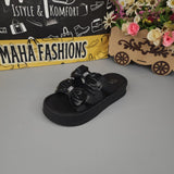 Black Double Bow Slides - Maha fashions -  Women Footwear