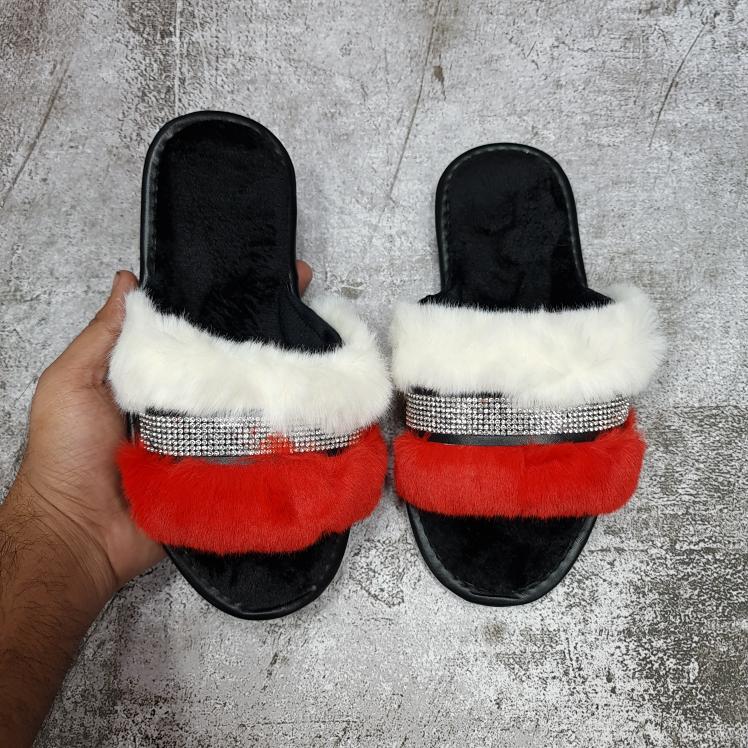 Twin color fur slides - Maha fashions -  Slides
