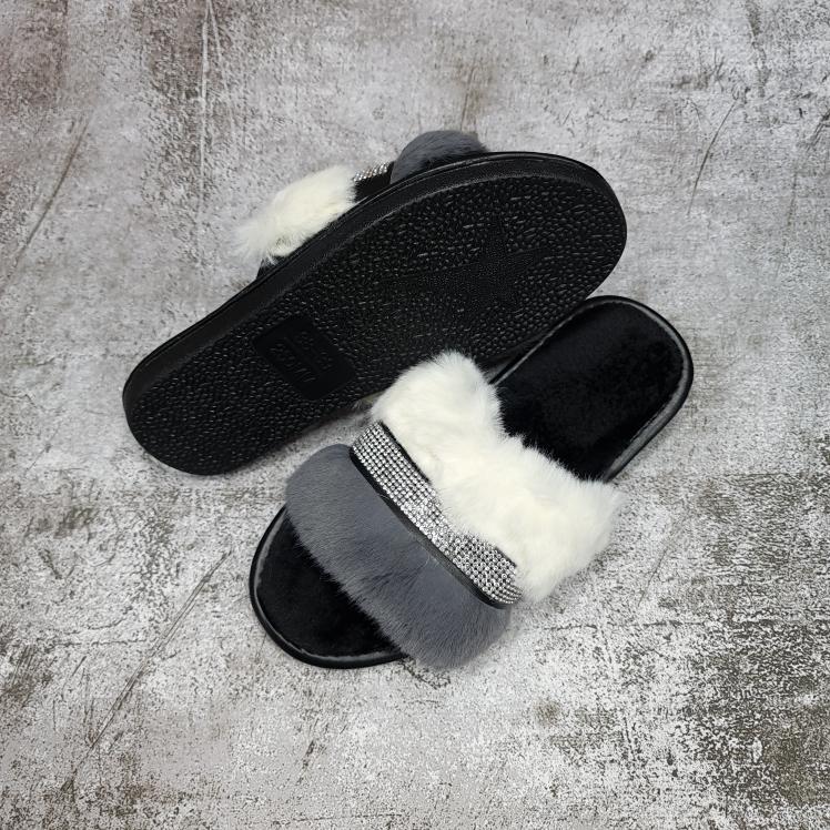 Twin color fur slides - Maha fashions -  Slides