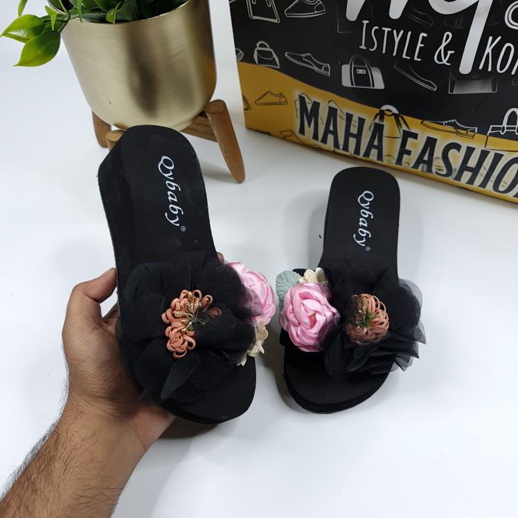 Floral Wedge Slip On - Maha fashions -  Slides