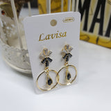 Black & Golden Studs Earrings - Maha fashions -  Earrings