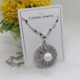 Pearl Eternity Circle Pendant Necklace - Maha fashions -  Charms & Pendants