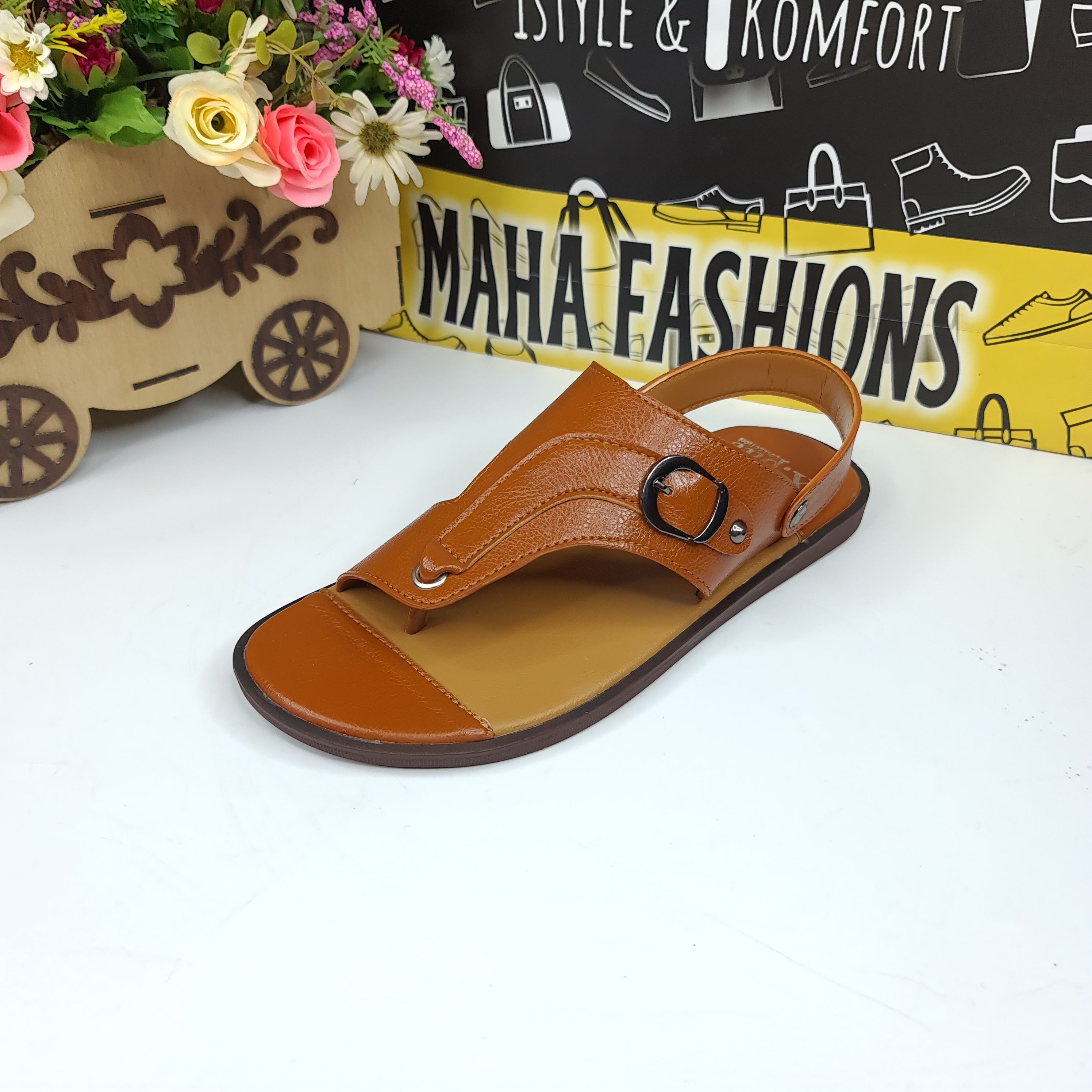 Mustard Stitch Pattern Sandals - Maha fashions -  
