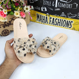 Beige Polka Dots Slides - Maha fashions -  