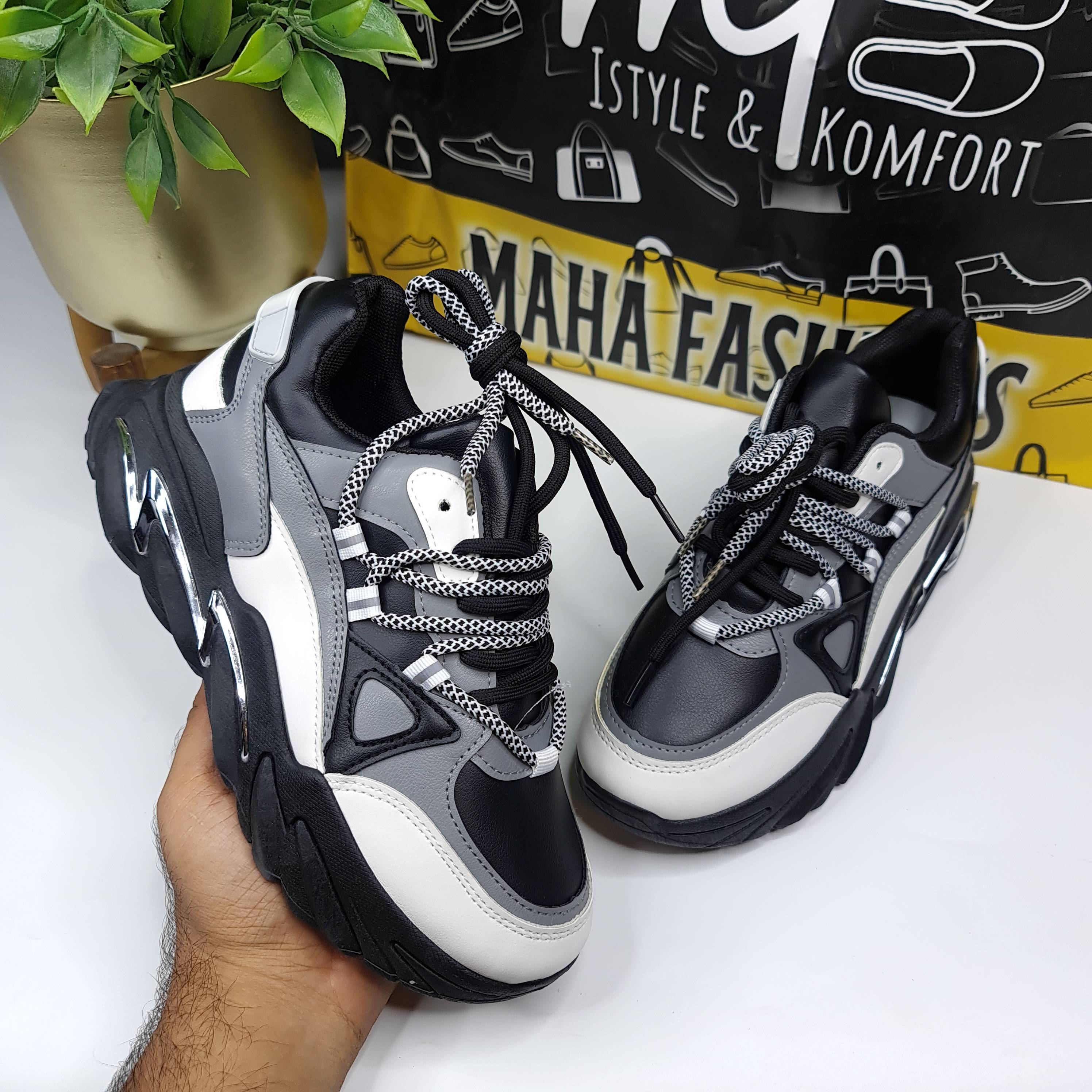 Black Chunky Sneakers - Maha fashions -  