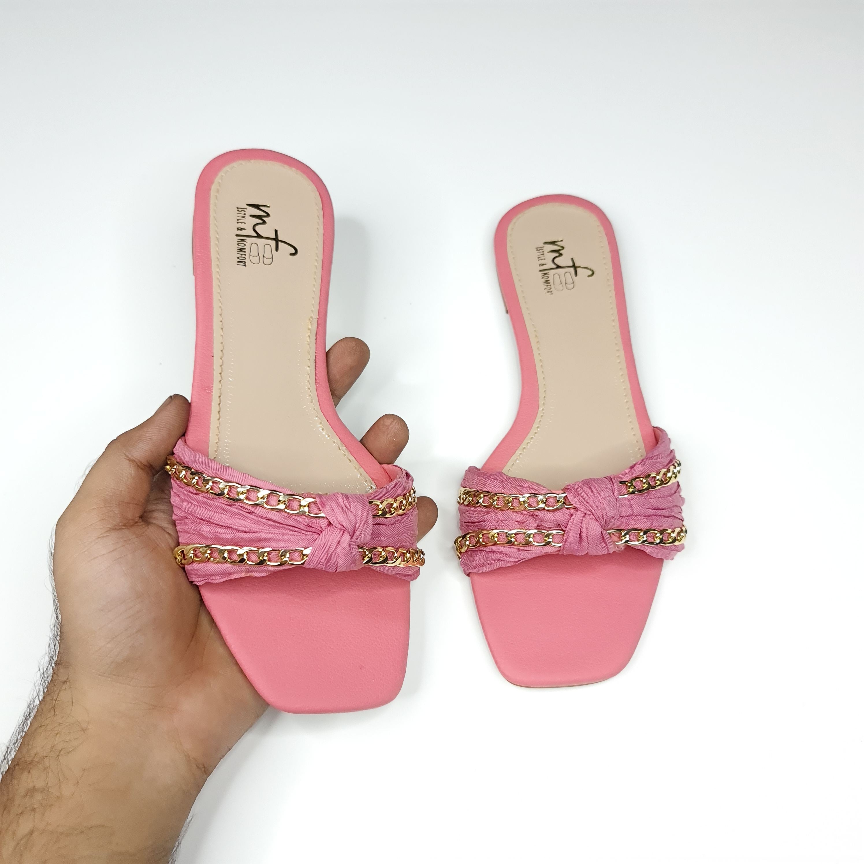 Pink Chain Slippers - Maha fashions -  