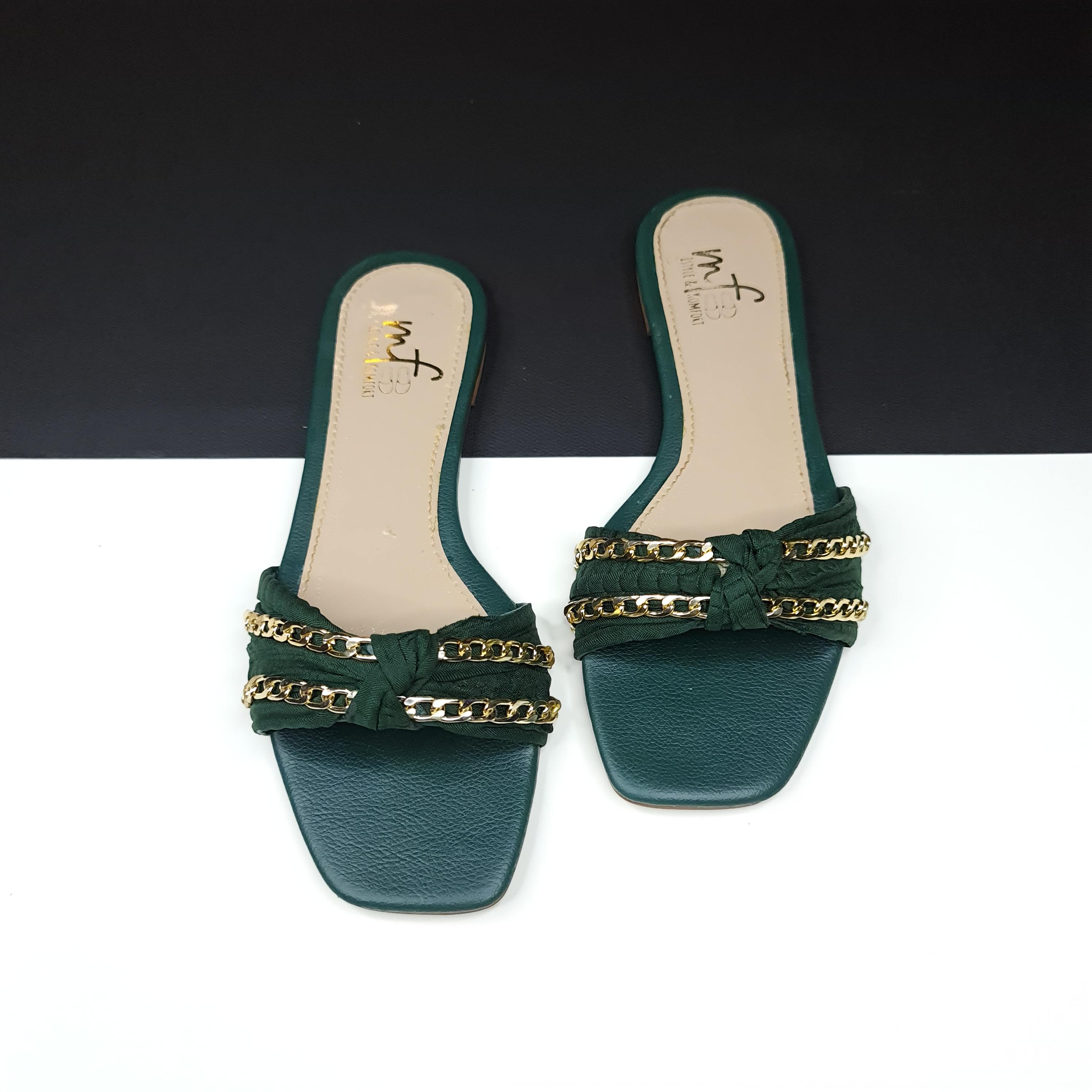Green Chain Slippers - Maha fashions -  