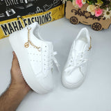 White Chain Sneakers - Maha fashions -  