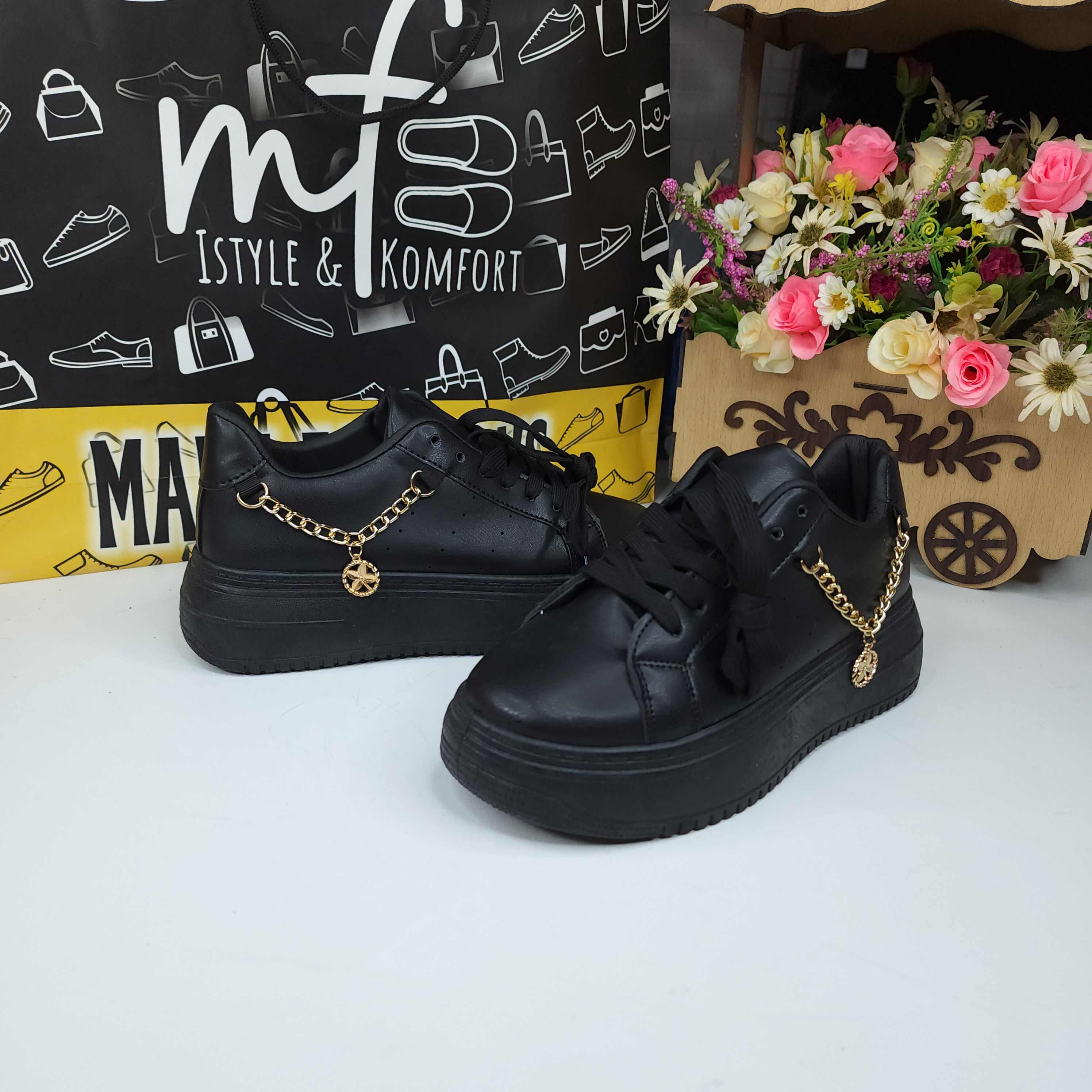 Black Chain Sneakers - Maha fashions -  