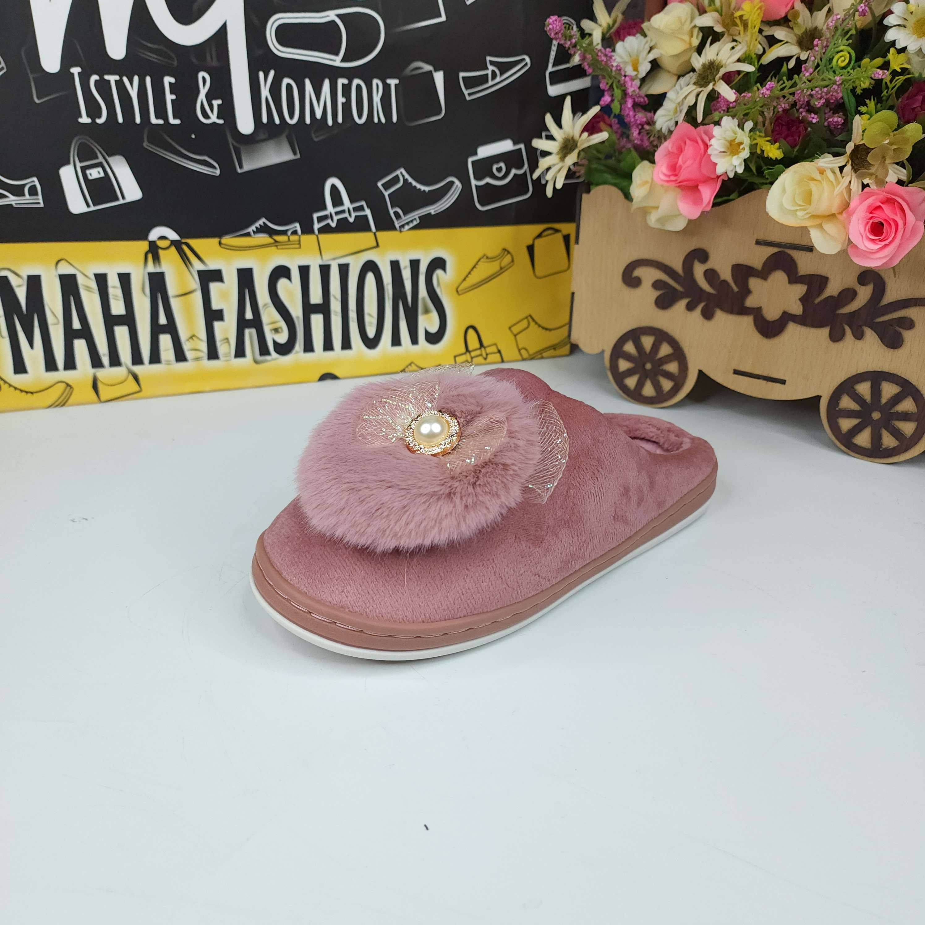 Pink Fur Mules - Maha fashions -  