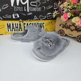 Grey Fur Mules - Maha fashions -  