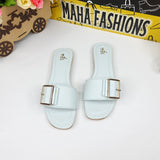 Ice Blue Straps Buckle Flat