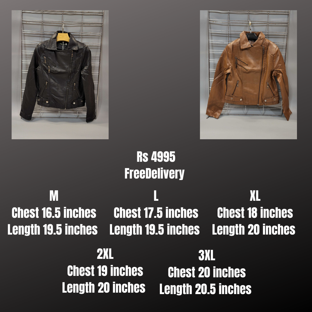 Black Leather Slim Fit Jacket - Maha fashions -  
